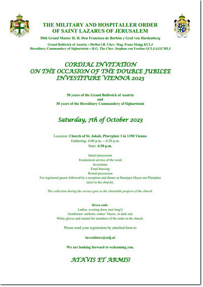 Invitation Jubilee Investiture 2023 Invitation Investiture 2023
